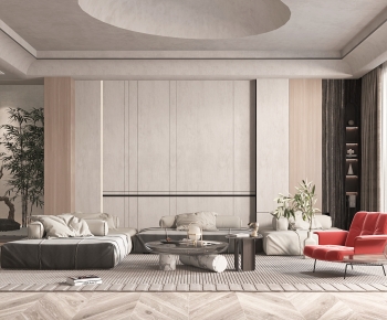 Modern Wabi-sabi Style A Living Room-ID:123512989