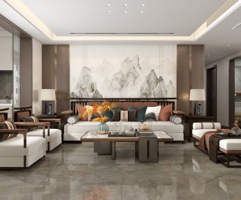 New Chinese Style A Living Room-ID:753345014