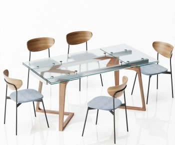 北欧长方形玻璃台面餐桌椅-ID:787489894
