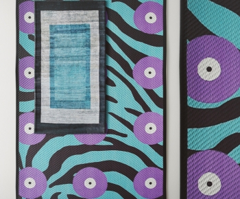 现代蓝紫色抽象图案地毯-ID:740309955