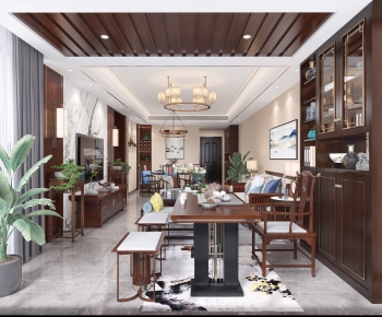 New Chinese Style A Living Room-ID:242892032