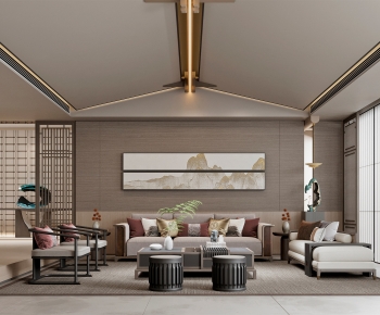 New Chinese Style A Living Room-ID:361762054