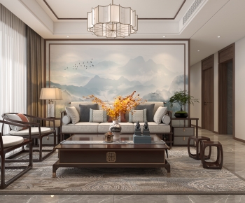 New Chinese Style A Living Room-ID:518670156