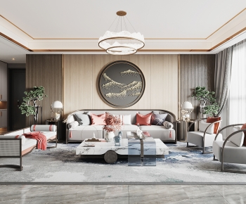 New Chinese Style A Living Room-ID:386745935