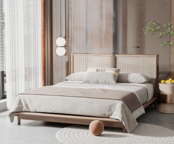 Wabi-sabi Style Double Bed-ID:103245024