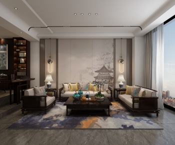 New Chinese Style A Living Room-ID:557996033