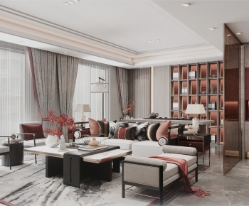 New Chinese Style A Living Room-ID:342535978