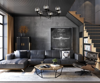 Industrial Style A Living Room-ID:337810995