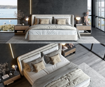 Modern Double Bed-ID:763596069