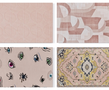 现代高级粉色抽象花纹地毯-ID:728962904