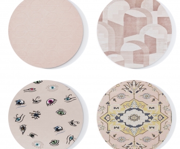 现代高级粉色抽象花纹圆形地毯-ID:719167951