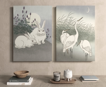 新中式兔子仙鹤图案挂画-ID:415292982