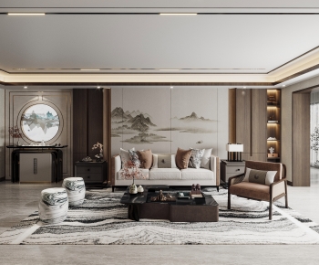 New Chinese Style A Living Room-ID:714281085