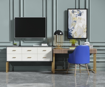 Modern Computer Desk And Chair-ID:907681947