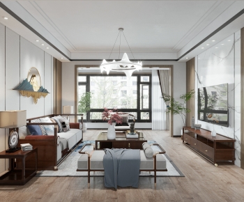 New Chinese Style A Living Room-ID:234373092