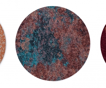 现代暗红蓝咖色抽象图案圆形地毯-ID:107189896