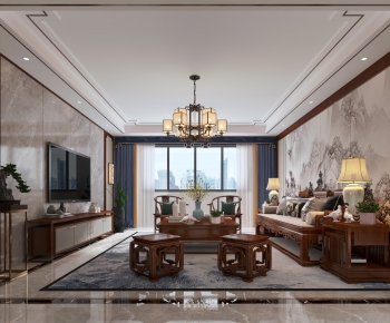 New Chinese Style A Living Room-ID:320002083