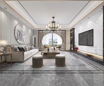 New Chinese Style A Living Room-ID:200850962