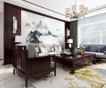 New Chinese Style A Living Room-ID:718455087