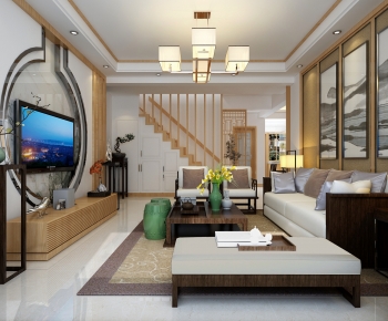 New Chinese Style A Living Room-ID:642213111