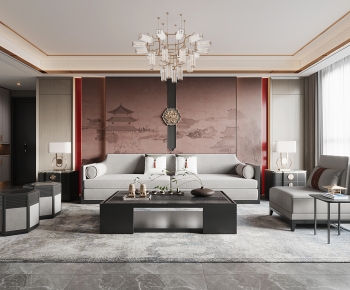 New Chinese Style A Living Room-ID:455678947