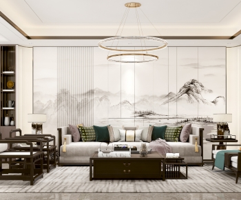 New Chinese Style A Living Room-ID:200973998