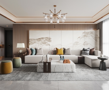 New Chinese Style A Living Room-ID:757127056