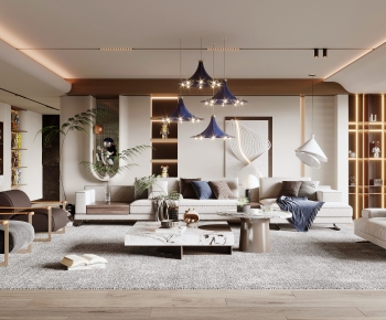 Modern Wabi-sabi Style A Living Room-ID:128585107
