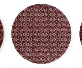 美式乡村深红色圆形地毯-ID:972584964
