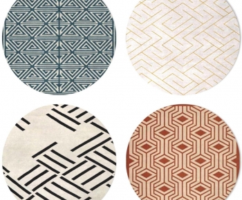 现代几何图案圆形地毯-ID:950802095