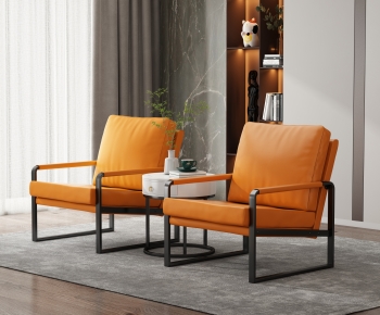 现代橙色单人沙发椅-ID:355232958
