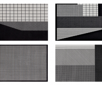 现代黑白灰几何图案地毯组合-ID:279804949