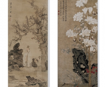 新中式传统花鸟人物装饰画组合-ID:528048042