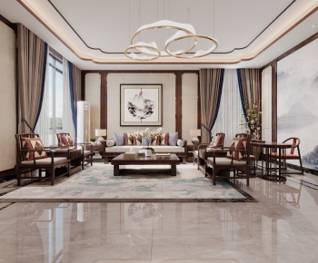 New Chinese Style A Living Room-ID:822784903