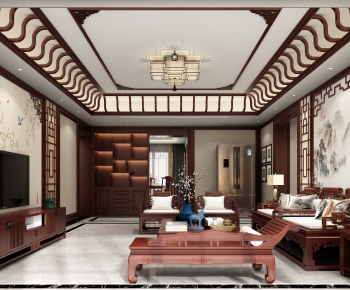 New Chinese Style A Living Room-ID:544887071