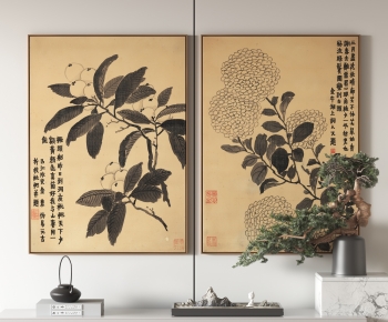 新中式植物挂画-ID:108339812