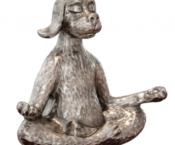 现代坐禅狗雕塑摆件-ID:623090034