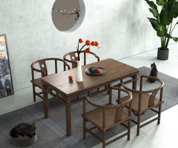 中式实木餐桌椅组合-ID:333904987