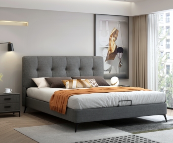Modern Double Bed-ID:848774912