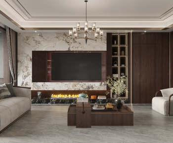 New Chinese Style A Living Room-ID:394701965