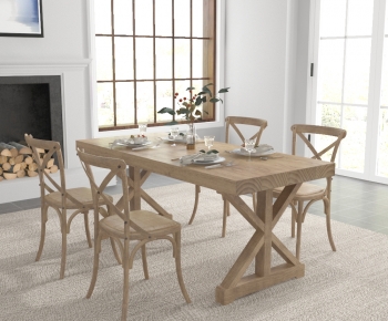 Simple European Style Dining Table And Chairs-ID:437412029