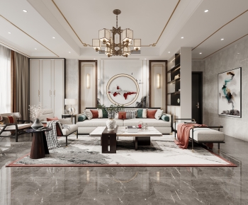 New Chinese Style A Living Room-ID:256213906