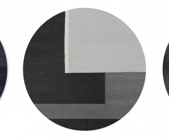 现代黑灰咖色几何抽象圆形地毯组合-ID:633183002