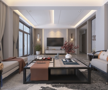 New Chinese Style A Living Room-ID:814121019