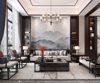 New Chinese Style A Living Room-ID:700569295