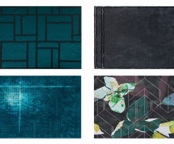 现代深灰蓝绿色抽象图案地毯组合-ID:768734937