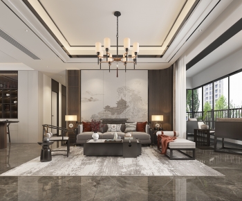 New Chinese Style A Living Room-ID:612348082