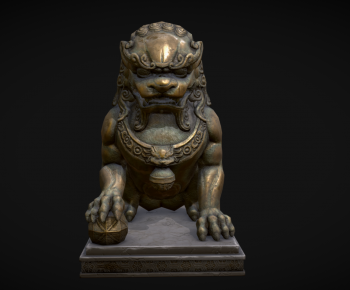 中式狮子雕塑-ID:622767932