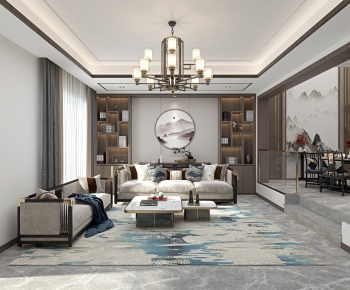 New Chinese Style A Living Room-ID:507508996