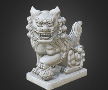 中式石狮雕塑-ID:152471078